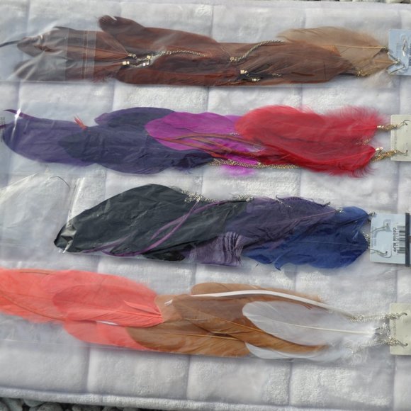 feather earring Lightweight Fancy Bohemian style. LOT OFF 4 PAIRS - Picture 2 of 7